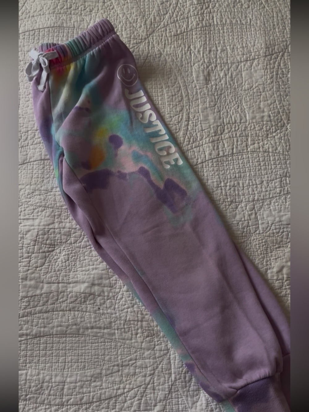 Justice Pastel Tie-Dye Shorts with White Drawstring